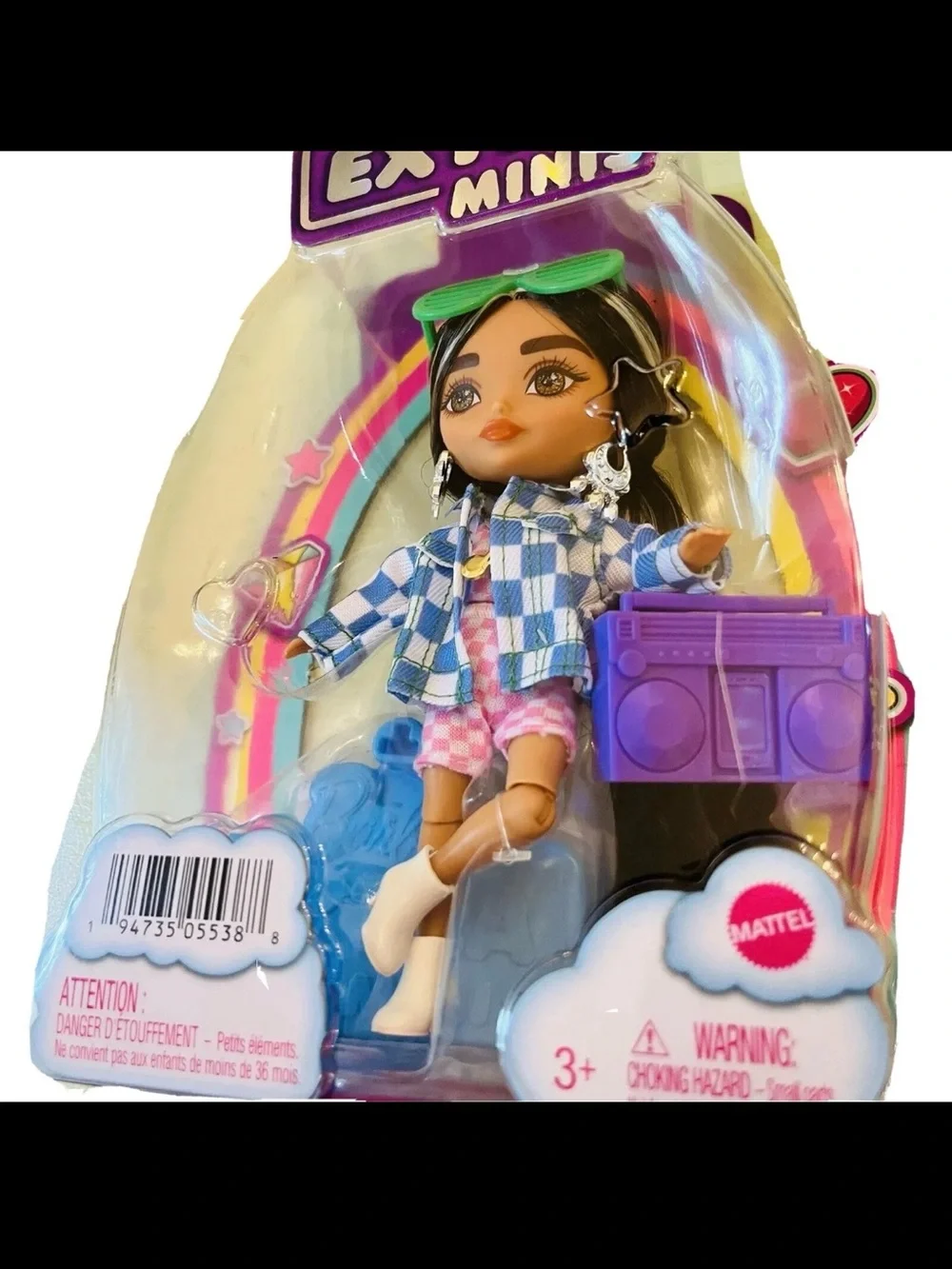 Mattel Barbie Extra Minis Doll with Purple Boombox and Green Sunglasses